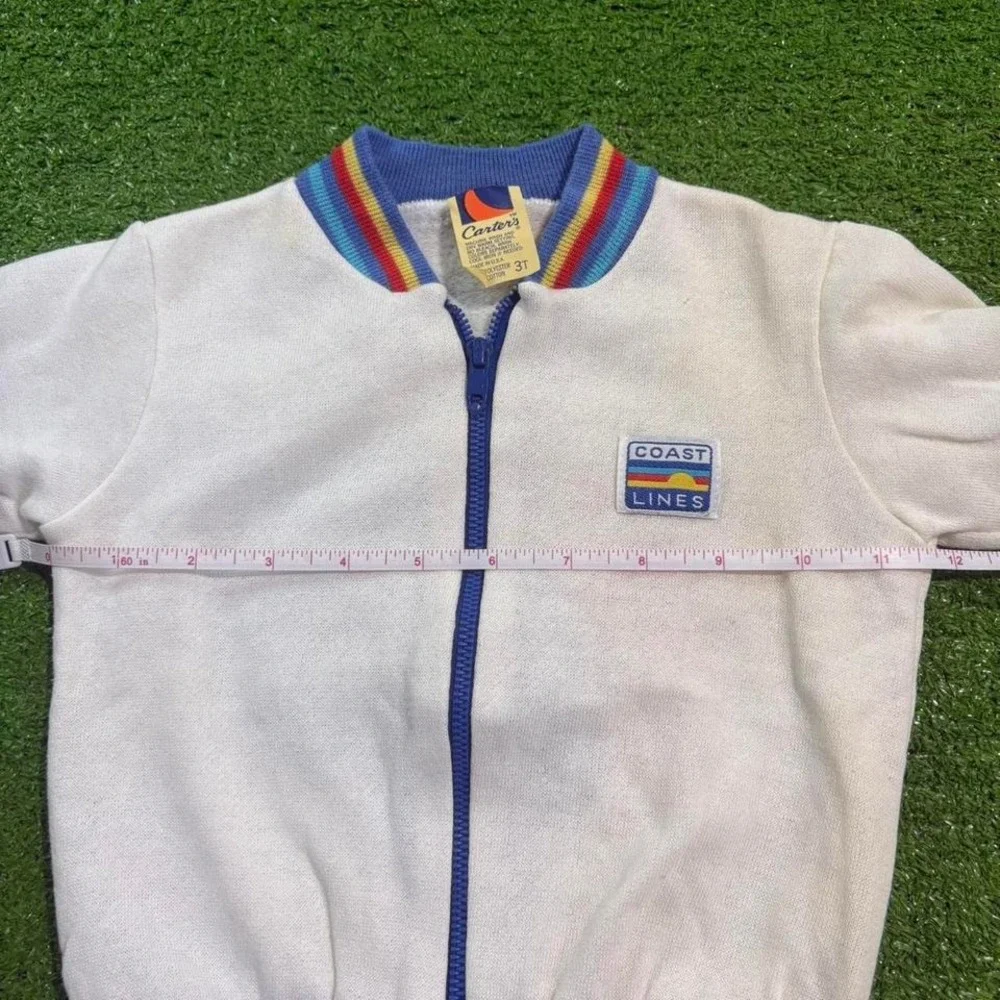 Vintage 70s Carters Toddler 3T Zip Up Jacket‎ Retro Coast Lines Groovy